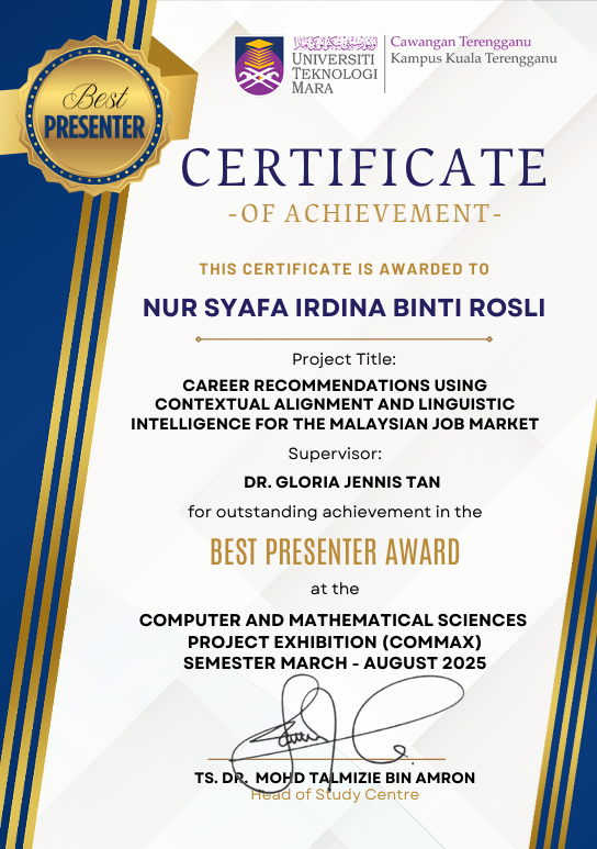 Best Presenter Award Certificate