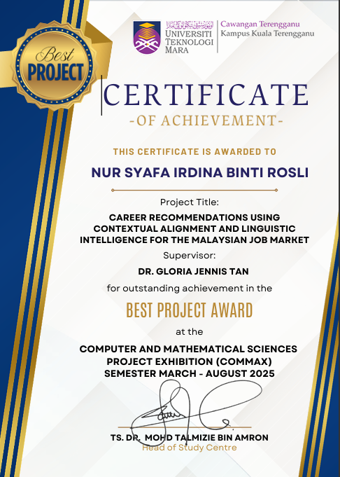 Best Project Award Certificate