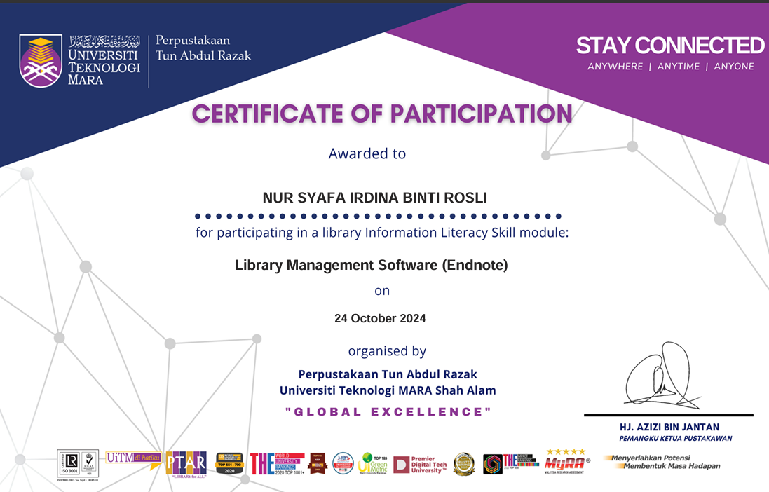 Endnote Certificate